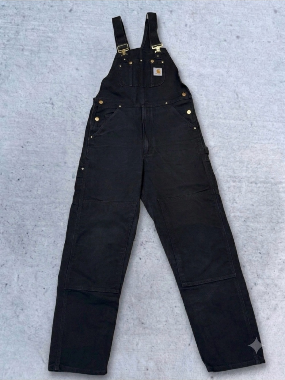 Carhartt  Black Relaxed Fit  Double Knee Overalls 33x32
